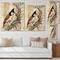 Designart - Vintage Beautiful Bird On A Branch - Traditional Print on Natural Pine Wood